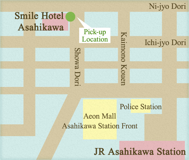 地図:集合場所(スマイルホテル旭川)