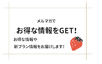会員登録をするとメルマガを受け取れます☆お得な情報を配信します！