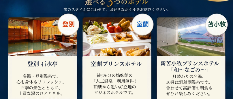 旅のスタイルに合わせて、お好きなホテルをお選びください。